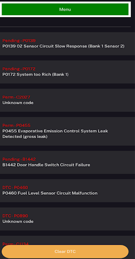 Android application OBDII Scanner ELM327 Bluetooth screenshort