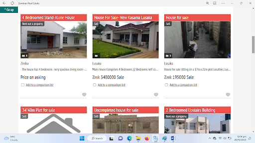 Zambian Real Estate Finder Screen 2
