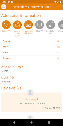 Android application The Window@ Third Wheel Food screenshort