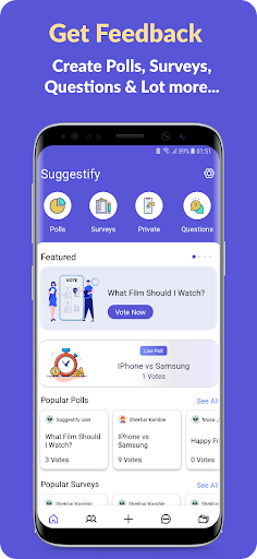 Android application Suggestify: Polling, Surveys screenshort
