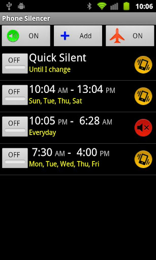 Android application Phone Silencer screenshort