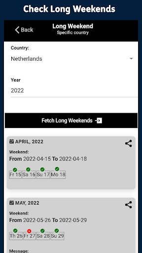 Public Holiday Calendar Screen 3