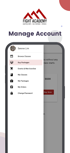 Android application Fight Academy screenshort