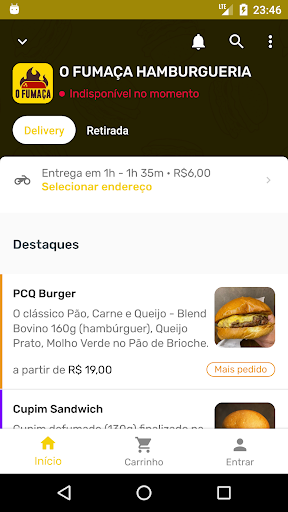 Android application O FUMAÇA HAMBURGUERIA screenshort