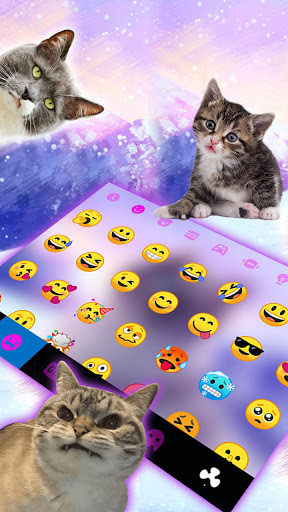 Snowy Cat Keyboard Background Screen 3