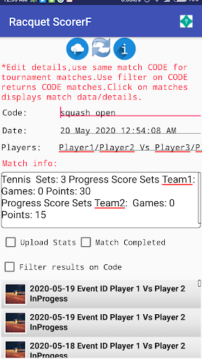 Racquet Match Scorer screenshot