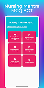 Nursing Mantra MCQ BOT 1.0.2 APK + Mod (Unlimited money) إلى عن على ذكري المظهر