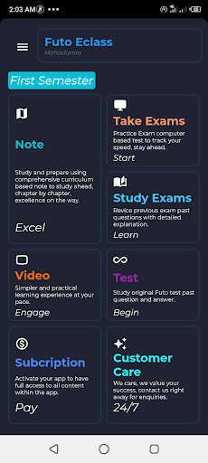 Android application Futo E-Class 1st Sem Mahadumia screenshort