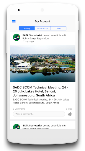 Android application SATA CONNECT PLUS screenshort