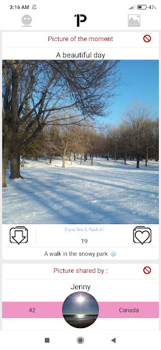 Android application OnePic - Pictures sharing screenshort
