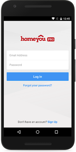 Android application homeyou pro for professionals screenshort