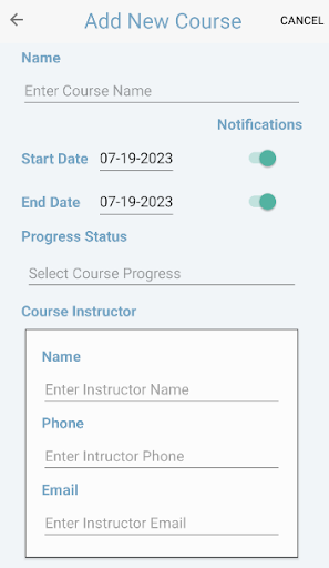 Android application College Students Term Planner screenshort