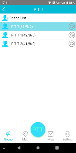 Android application iPTT POC (PTTOC) screenshort
