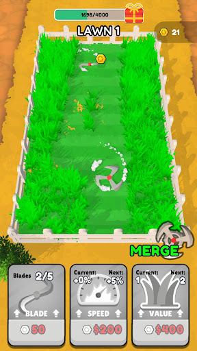 Android application Idle Mower Merge screenshort