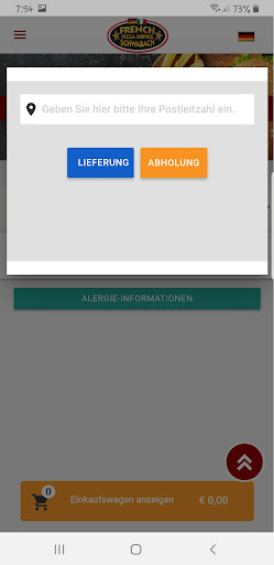 French Pizza Service Screen 3