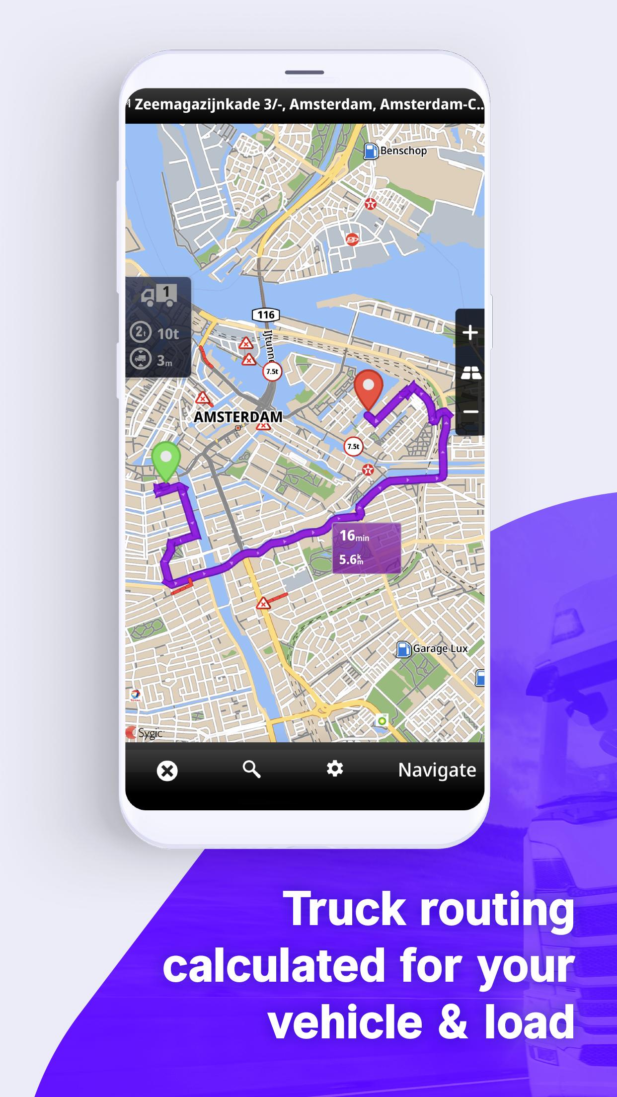 Android application Sygic Truck & RV Navigation screenshort
