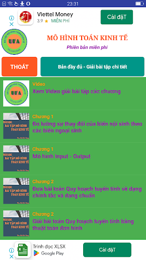 Android application Mô hình Toán kinh tế screenshort