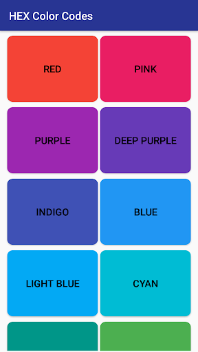 Android application HEX Color Codes screenshort