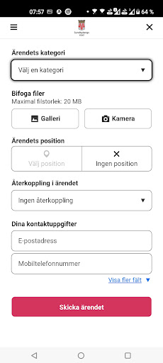 Sundbybergs stads felanmälan Screen 2