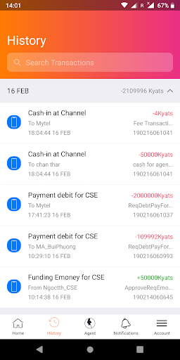 Android application MytelPay CSE screenshort