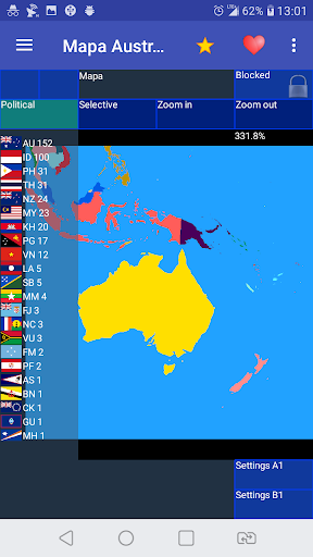 Australia and Oceania map Screen 2
