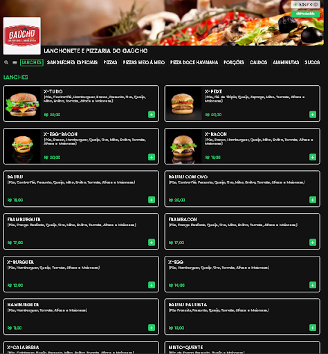 Android application GAÚCHO LANCHONETE E PIZZARIA screenshort