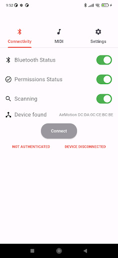 Android application AirMotion screenshort