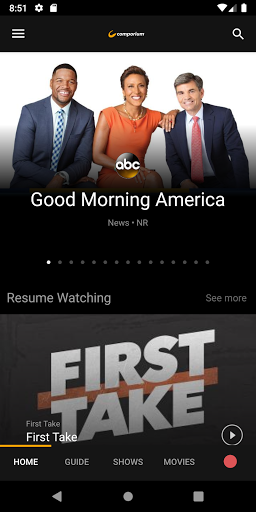 Android application Comporium Stream TV screenshort
