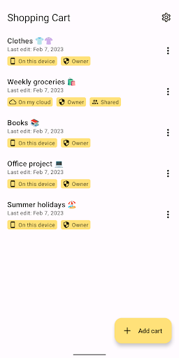 Android application Shopping Cart screenshort