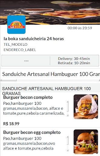 Android application la boka sanduicheiria 24 horas screenshort