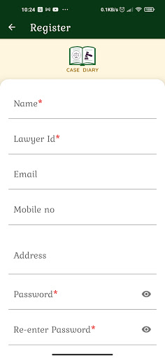 Android application Case Diary screenshort