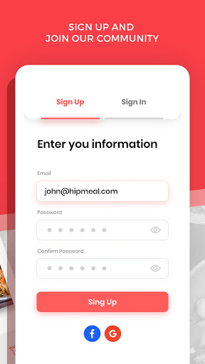 HipMeal Screen 2
