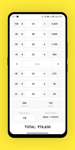 Cash Calculator | Cash Tally Screen 2