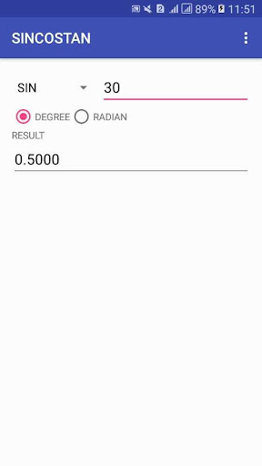 Android application Sin Cos Tan Calculator screenshort