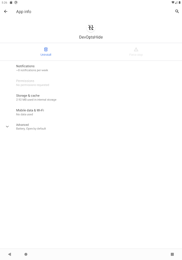 DevOptsHide (Hide Dev Options) Screen 3