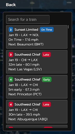 Amtraker | Amtrak Tracker Screen 3