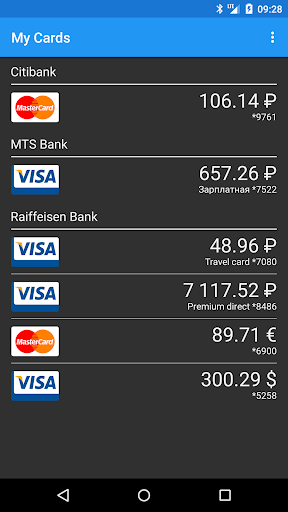 Android application My Credit Cards screenshort