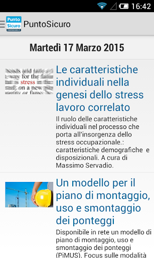 Android application PuntoSicuro screenshort
