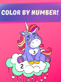 Rainbow Unicorns Coloring Book by Numbers
