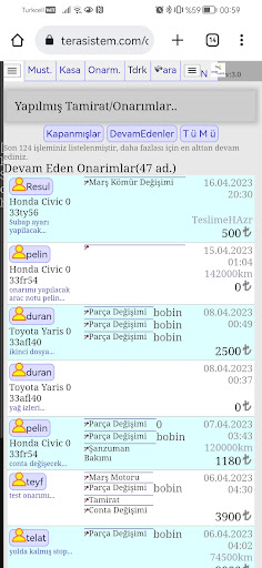 Oto Servis Takip Programı mobi Screen 2