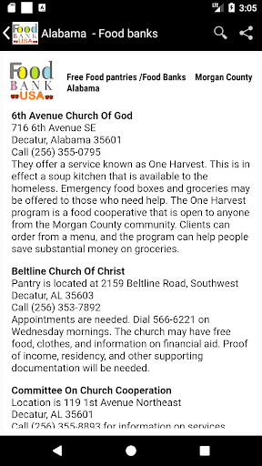 Food Bank/Pantry locations USA Screen 3