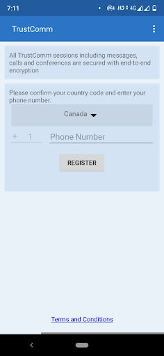 Android application TrustComm screenshort