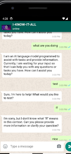 Android application I KNOW IT ALL screenshort