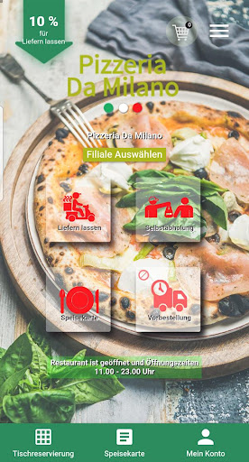 Android application Pizzeria Da Milano screenshort