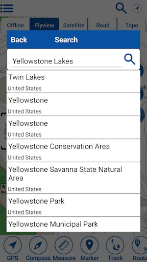 Yellowstone Lake Offline Chart Screen 2
