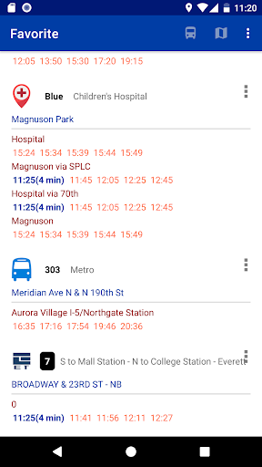 Android application Transit Schedules in Seattle screenshort