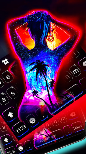 Android application Neon Art Girl Keyboard Backgro screenshort