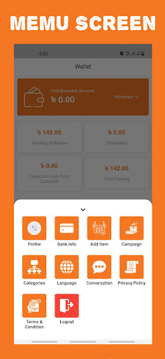 Android application xOs - Seller App screenshort