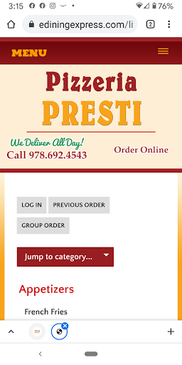 Pizzeria Presti Westford Screen 2