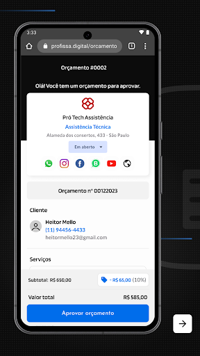 Profissa: Crie seus orçamentos Screen 2